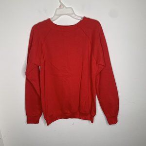 Vintage Hanes Mens L Red Long Sleeve Blank Crewneck Sweatshirt Made in USA